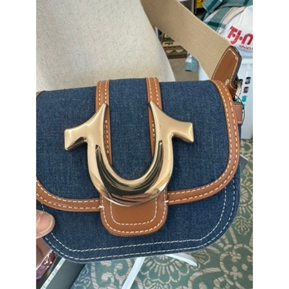 NWT!!! True Religion Jean Purse, MSRP 98.00,Gold Metal Accents,Adjustable Strap,